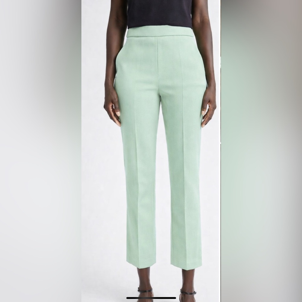 St. John Light Green Aloe Emma stretch Straight Leg trousers quality fabric 10